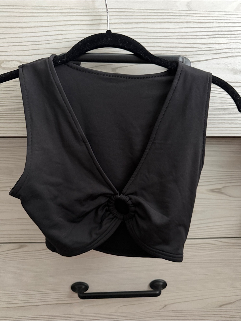 Sleeveless Black Twist-Front Crop Top